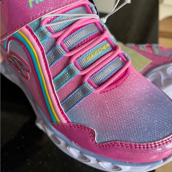 Sketchers Heart Light Up Shoes Pink Glittery Sneakers White Sole - Picture 12 of 16